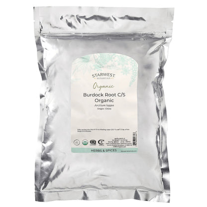 Starwest Botanicals Organic Burdock Root C S 1 Lb 453 6 G Kosher, Organic